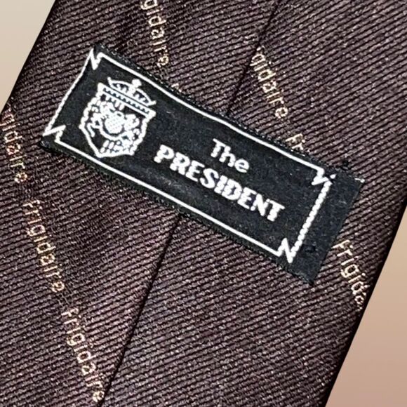 OOAK Vintage Frigidaire The President Poly/Silk Blend Brown Tie  One of a Kind - Picture 4 of 5